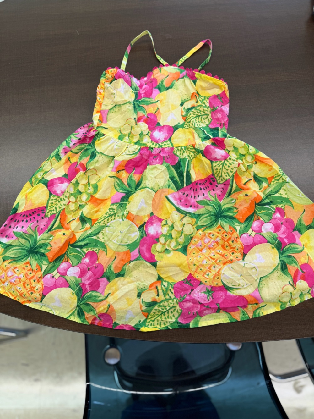 Janie and Jack Pink Lined Tropical Fruit Print - Picture 2 of 4